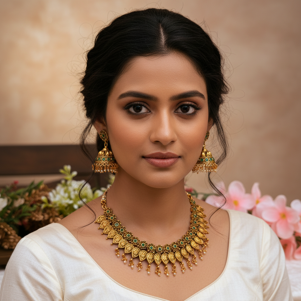 Gaytri Matte gold Plated Temple Jewerly