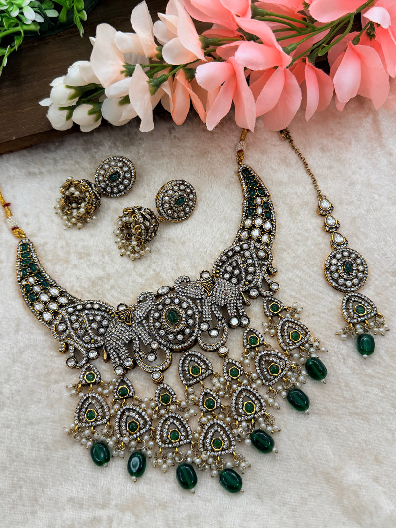 Elephant AD Emerald Green Bridal set