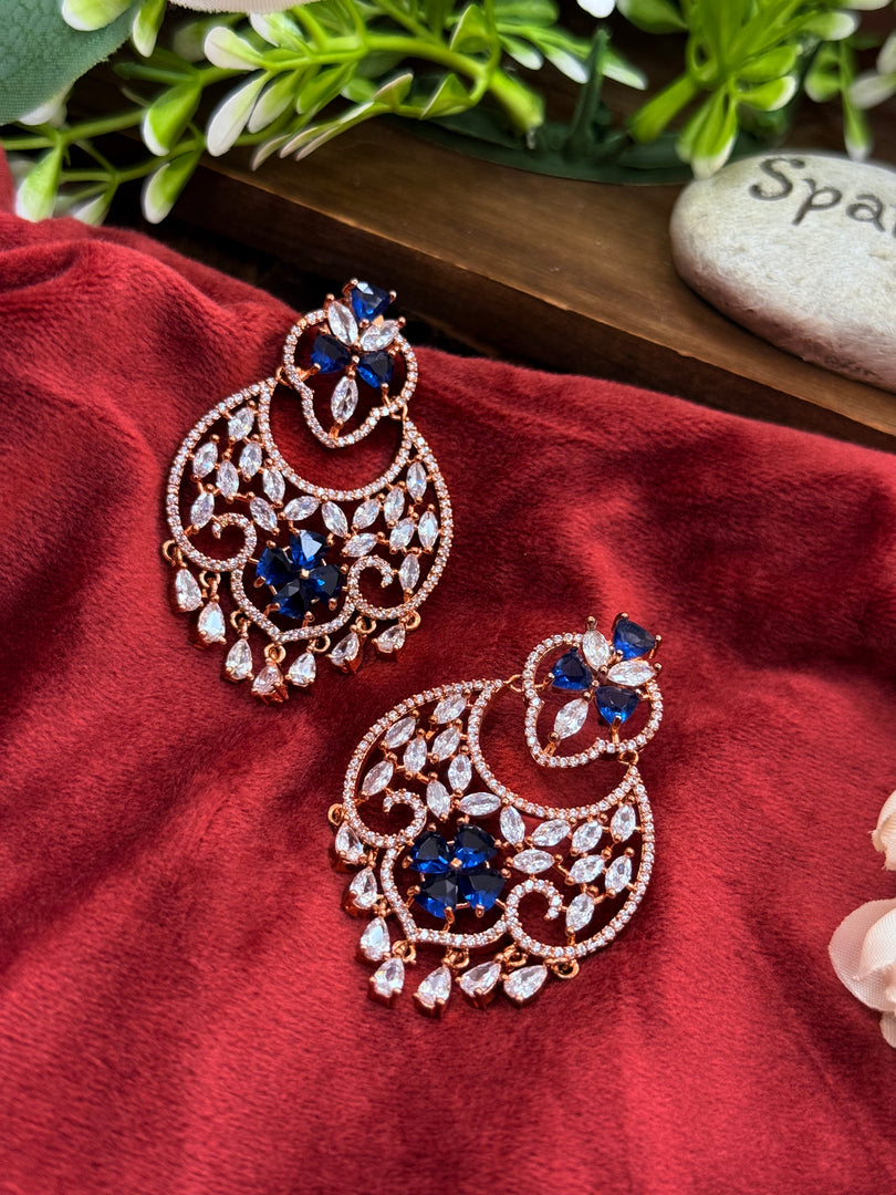 Stefani AD navy blue RoseGold Earring