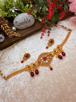 Load image into Gallery viewer, Aparna Matte Gold Temple Jewerly set