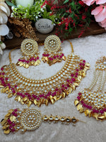 Load image into Gallery viewer, रानी कुंदन ज्वेलरी पीपल लीफ ड्रॉप चोकर सेट