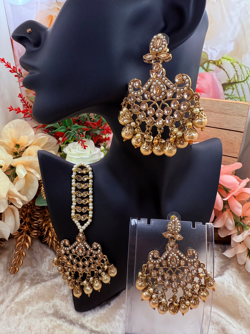Sonam Gold Pearl Tikka Set