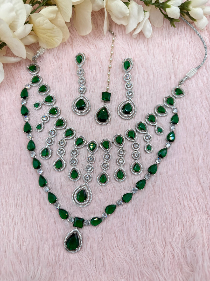 Shuvangi AD Green silver set