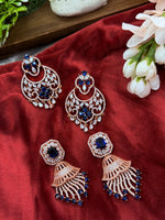 Load image into Gallery viewer, Stefani AD navy blue RoseGold Earring

