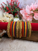 Load image into Gallery viewer, Multicolor velvet bangles with stone Kada