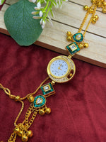 Load image into Gallery viewer, Kashmiri Adjustable size kundan Watches with Hanging bells