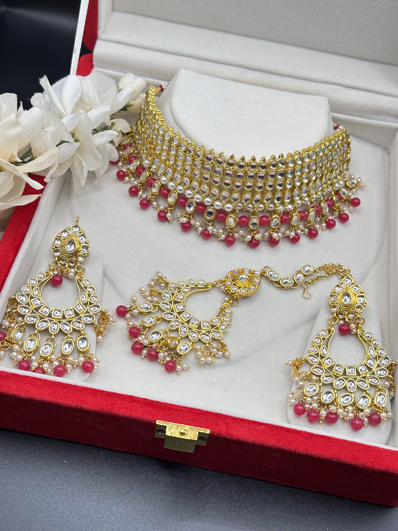 Palak Kundan jewelry Indian Choker Set