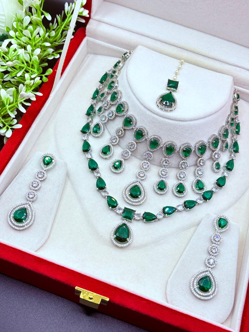 Shuvangi AD Green silver set