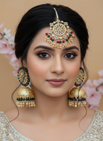 Load image into Gallery viewer, Crystal Kundan Jhumki Tikka Set
