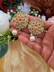 Kundan Stud In mint green
