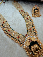 Load image into Gallery viewer, BRILLIANT RAJWADI ELEPHANT ANTIQUE GOLD PLATED NECKLACE (Mala)