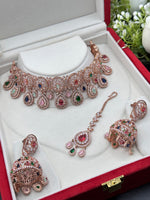 Load image into Gallery viewer, Ziya MultiColor American Diamond Indian Choker
