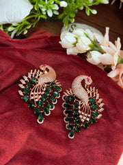 Peacock American Diamond RoseGold Oversized Stud