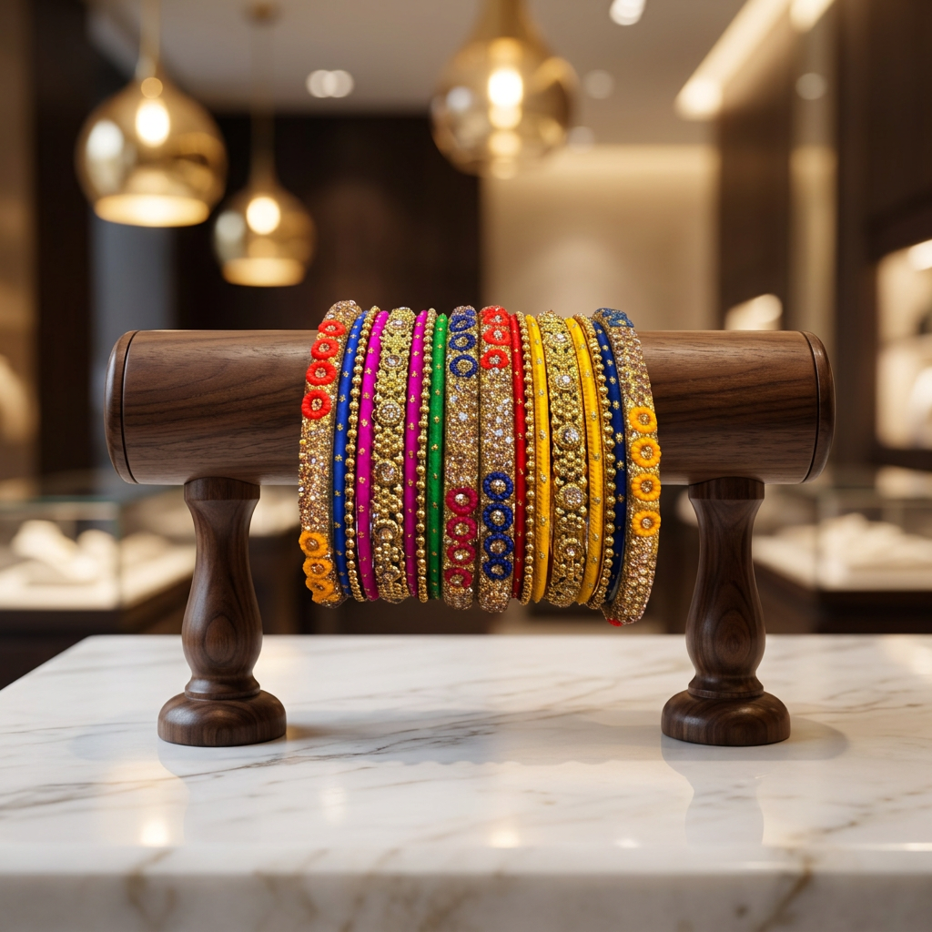 Multicolour Gold Metal Bangles