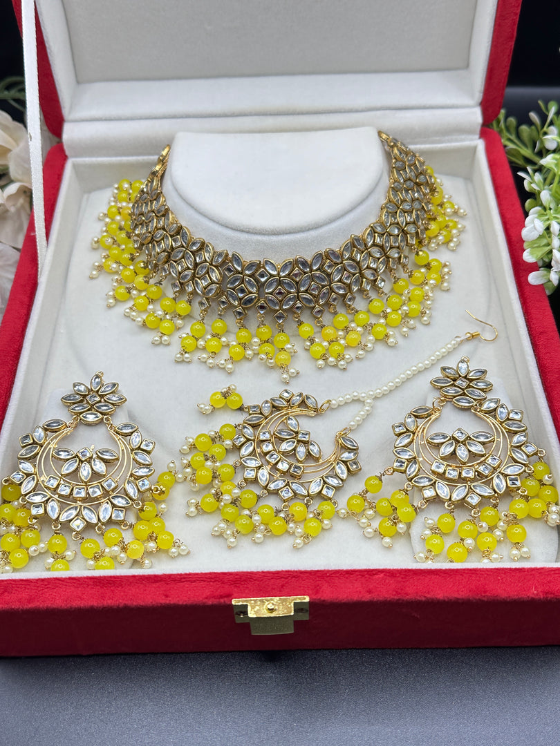 Meera Crystal Kundan Pearl Drop Choker Set