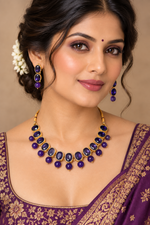 Load image into Gallery viewer, Ranisha Purple Pearl Drop Necklace Set