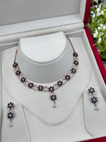 Load image into Gallery viewer, Navy Blue American Diamond Necklace
