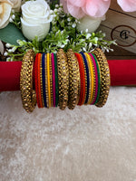 Load image into Gallery viewer, Multicolor velvet bangles with stone Kada