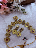 Load image into Gallery viewer, Red Moissanite Polki Necklace in  Gold plated

