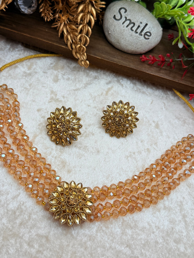 Crystal light Champagne Choker set