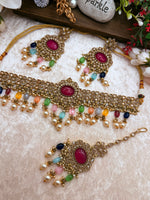 Load image into Gallery viewer, रानी रॉयल पोल्की चोकर सेट