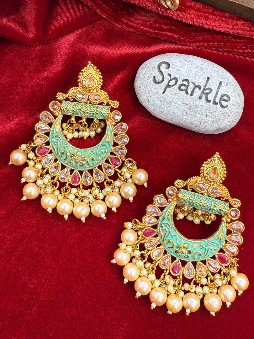 Meenakari polki earring