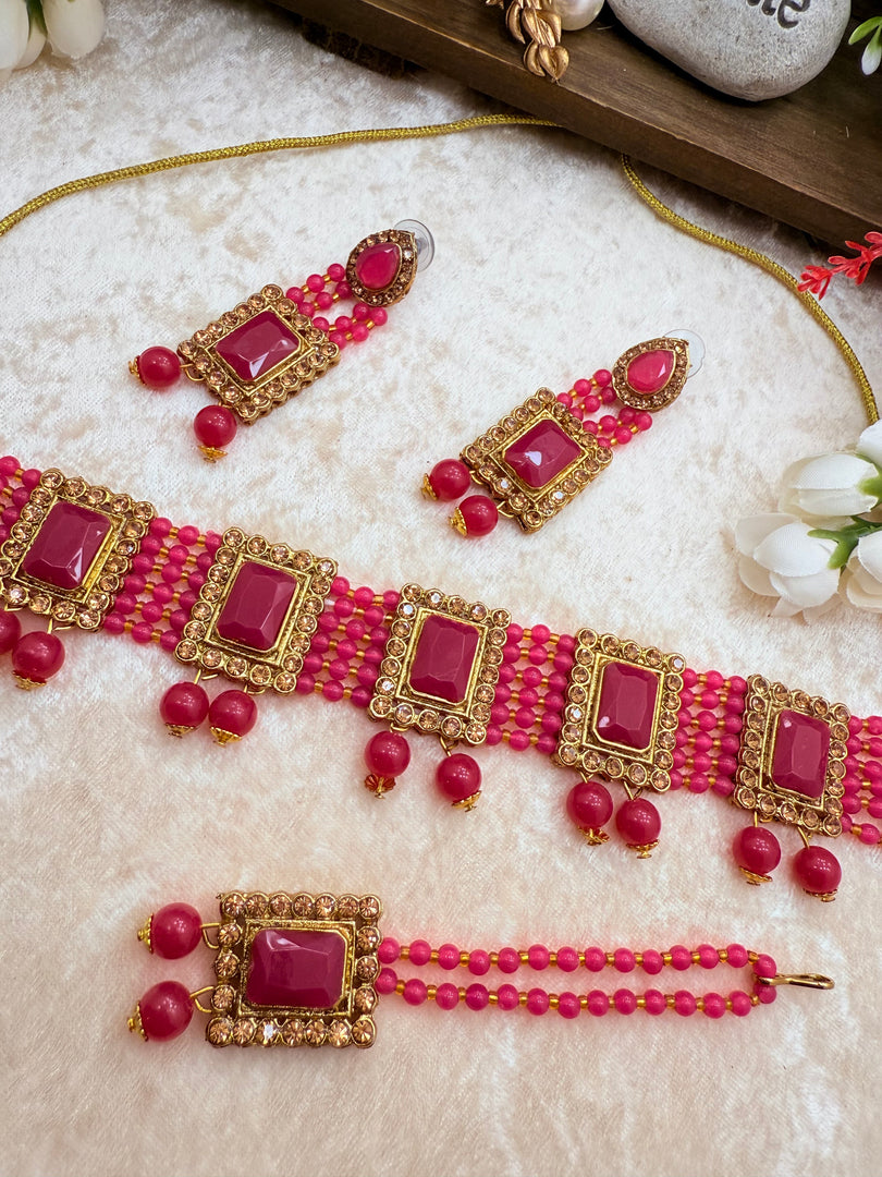 Ruby color Choker Set
