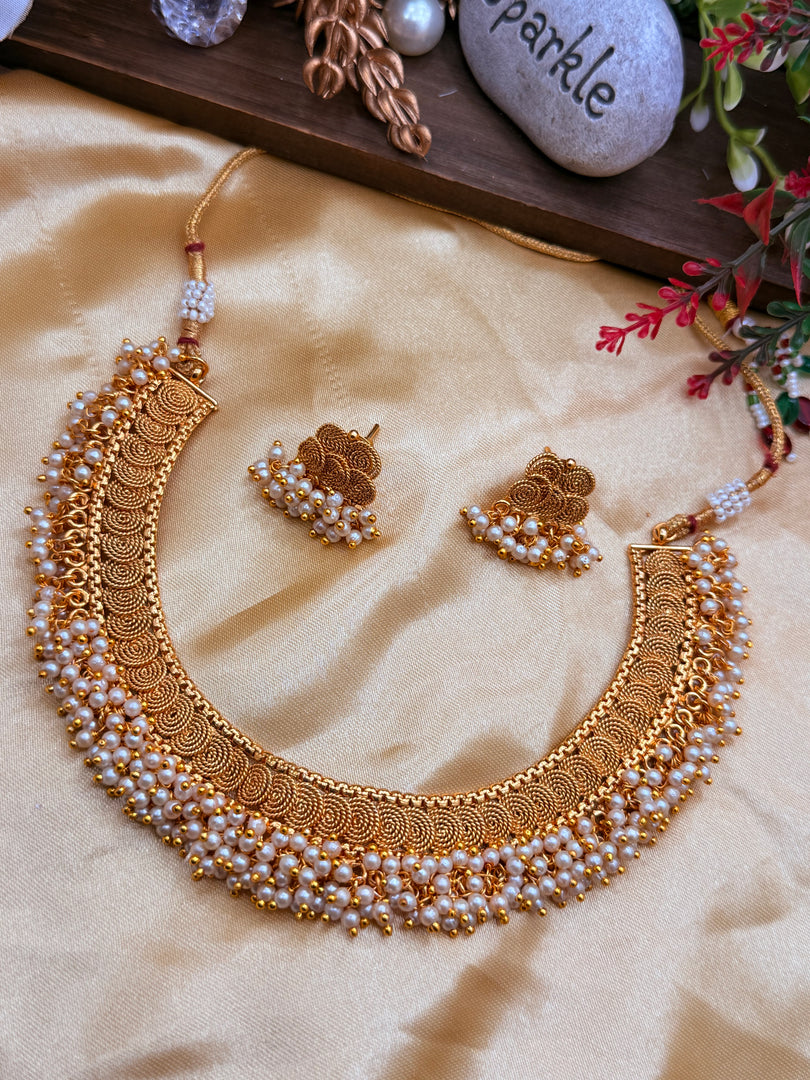 Nisha Gajara Antique Gold Choker Set