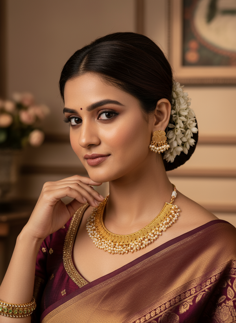 Nisha Gajara Antique Gold Choker Set