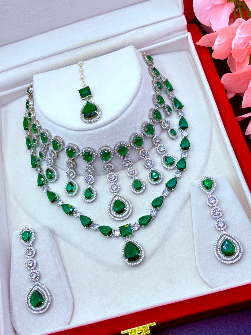 Shuvangi AD Green silver set