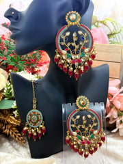 Advika Polki Tikka Maang Earring Set