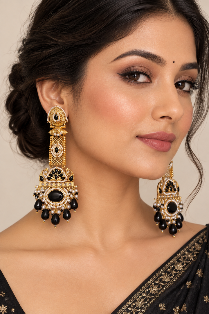 High Quality brass Antique Gold plated Kashmiri Earring