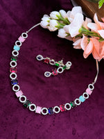 Load image into Gallery viewer, American Diamond Silver Multicolor AD set