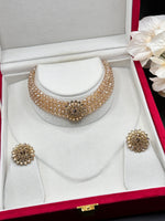 Load image into Gallery viewer, Crystal beads Golden Choker set
