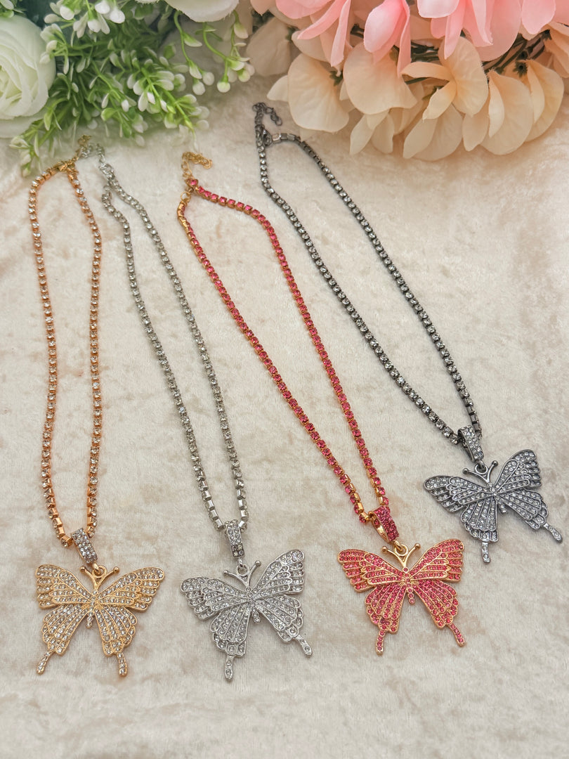 Butterfly Rhinestone Chain with Pendant