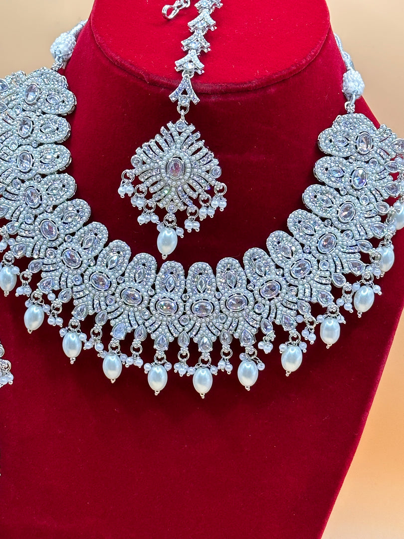 Afsara High Quality Polki Semi Bridal Necklace Set