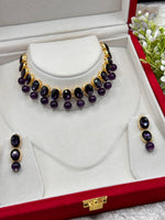 Load image into Gallery viewer, Ranisha Purple Pearl Drop Necklace Set
