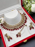 Load image into Gallery viewer, Harleen Maroon Polki Indian Choker Set
