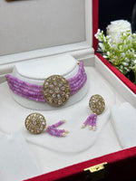 Load image into Gallery viewer, Lavender Polki Indian Choker Set
