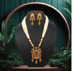 Load image into Gallery viewer, Rajwadi Multi Color Matte Gold Temple Necklace Set