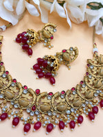 Load image into Gallery viewer, Temple Necklace Set Rani Color Matte Gold
