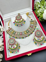 Load image into Gallery viewer, Kiran Glass Polki Indian Necklace Set
