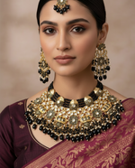 Load image into Gallery viewer, Dolly Black Kundan Meenakari Necklace Set
