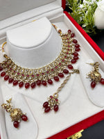 Load image into Gallery viewer, Harleen Maroon Polki Indian Choker Set
