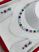 Load image into Gallery viewer, American Diamond Silver Multicolor set
