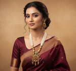 Load image into Gallery viewer, Rajwadi antique Gold matte Multi Color Matte Gold Temple Necklace Set