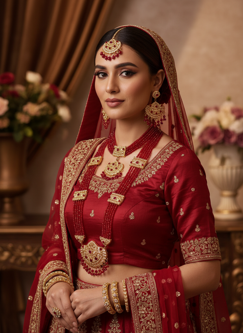 Chandani Red pakistani Bridal Set