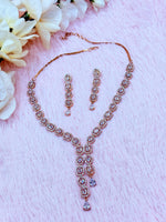 Load image into Gallery viewer, Nikas American Diamond RoseGold Necklace Set
