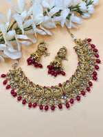 Load image into Gallery viewer, Temple Necklace Set Rani Color Matte Gold