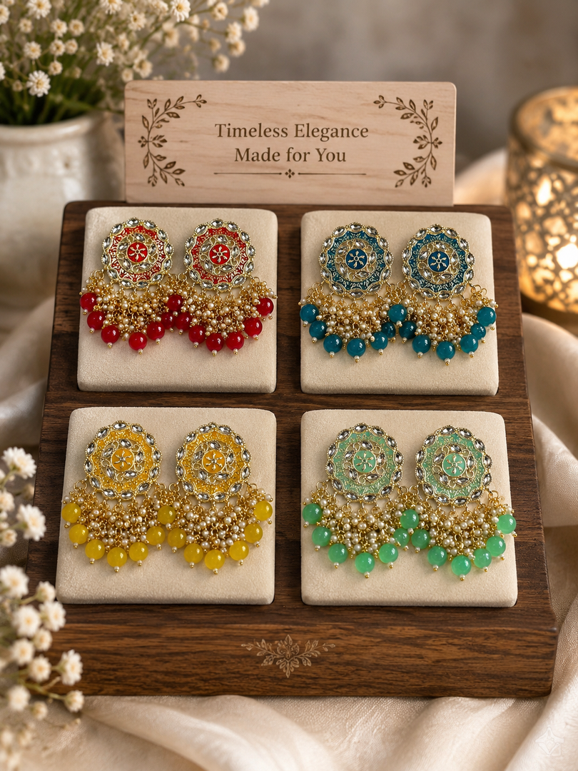 Meenakari Kundan Indian Earrings